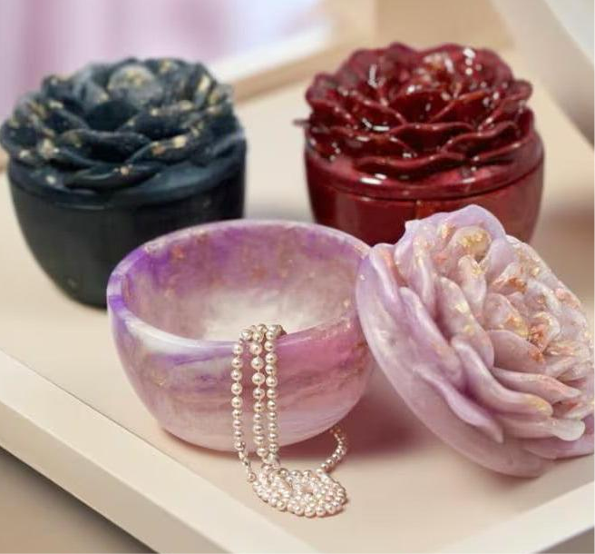 Customizable Rose Jewelry Box Storage Jar Unique Ring Holder