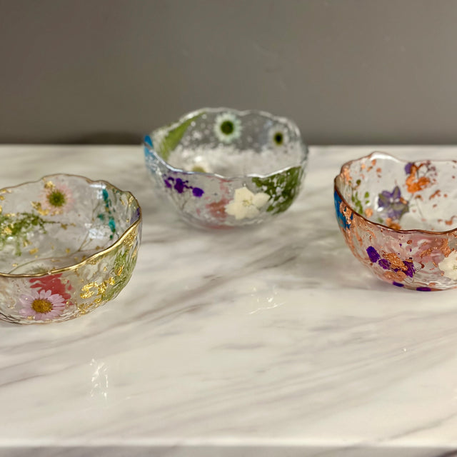 Custom Resin Trinket Bowl – 5″ Floral Catch-All Dish with Gold Trim – Handmade Philadelphia - Handmade By Theia