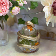 Floral Resin Trinket Snake Jar with Pressed Flowers – Handmade Jewelry Box & Keepsake Storage