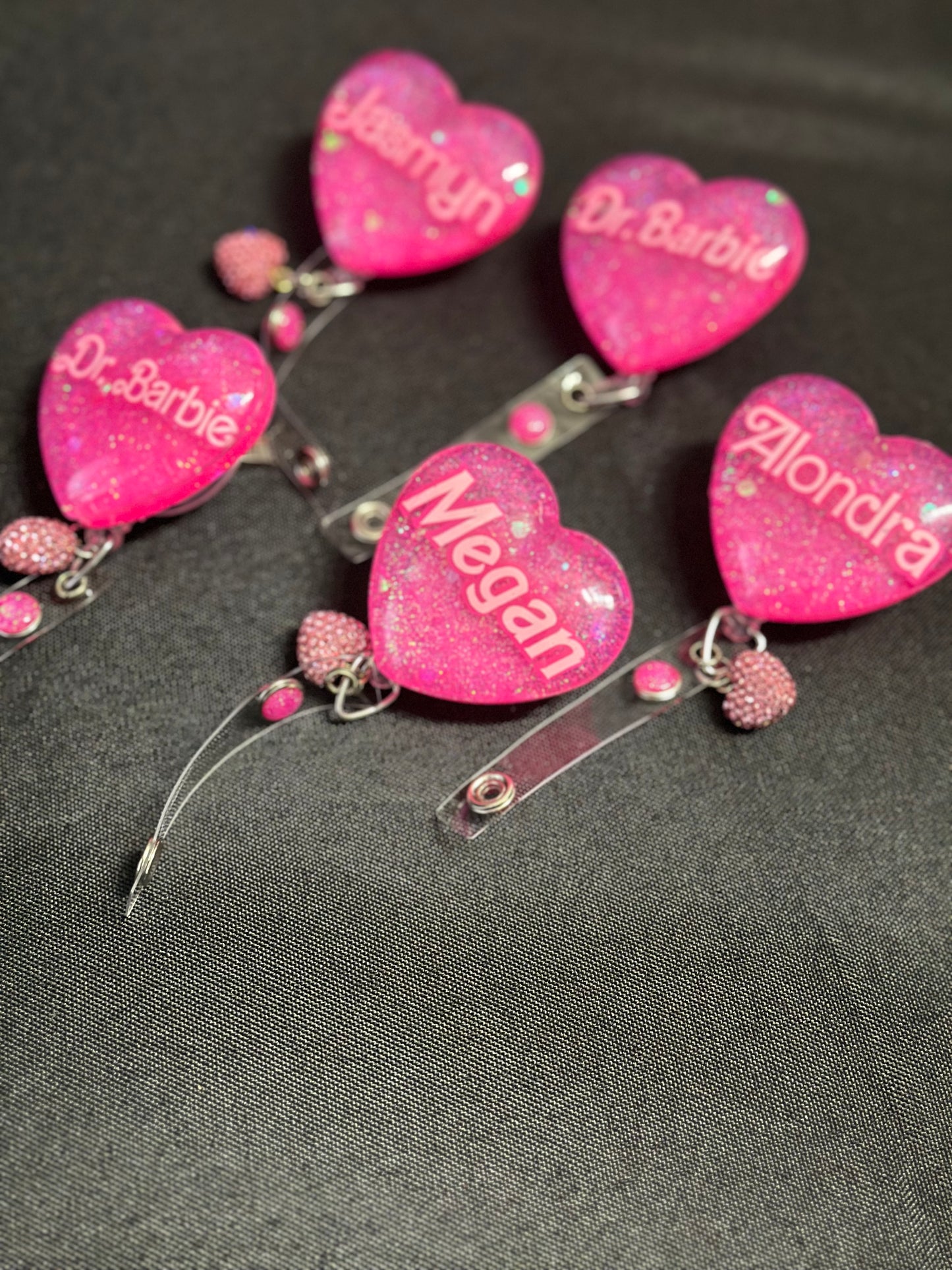 Personalized Cute Pink Heart Badge Reel