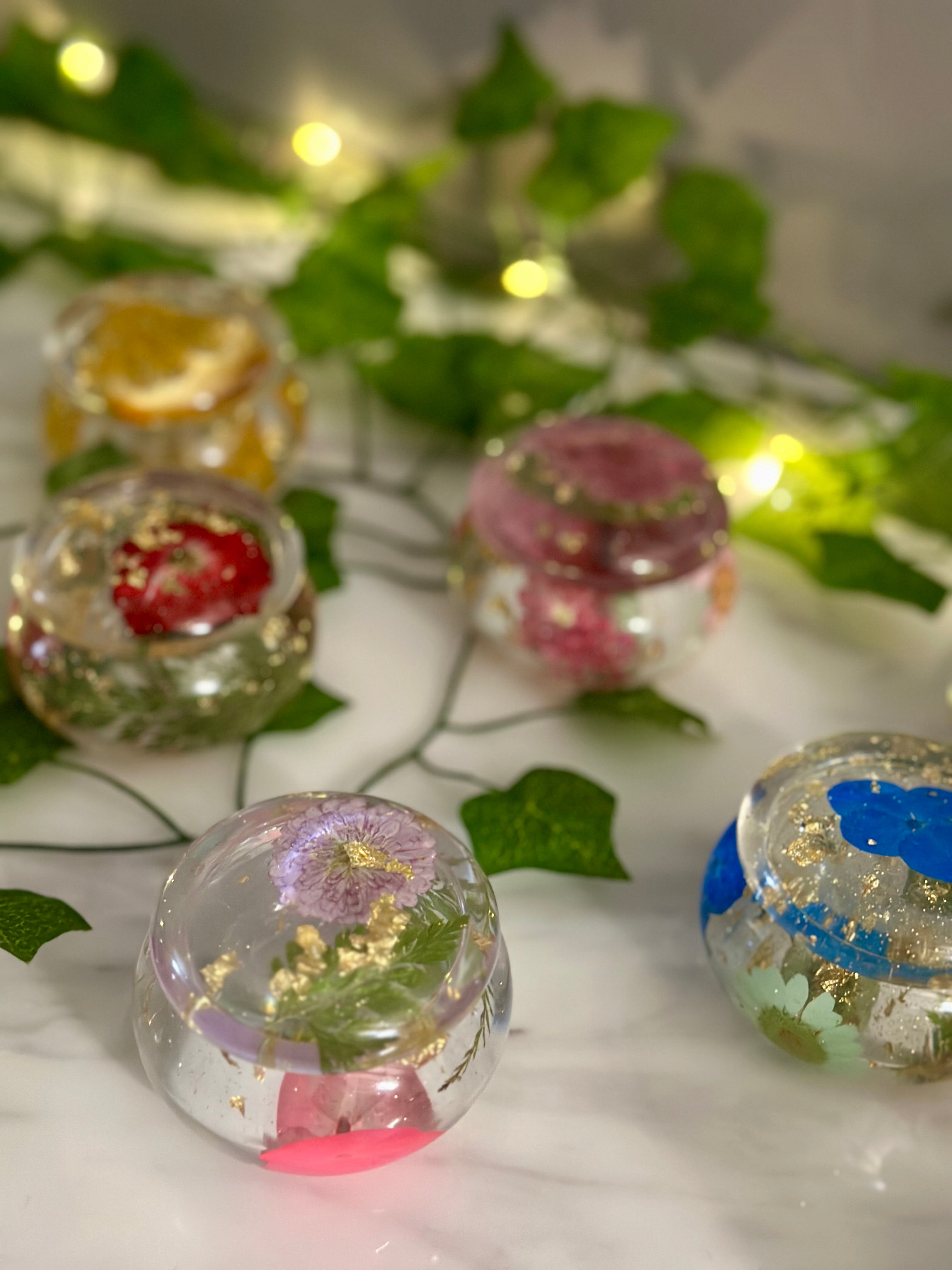 Pressed Flower Resin Trinket Jar – Small Ring Holder & Jewelry Stash Jar with Lid – Handmade Philadelphia - Handmade By Theia