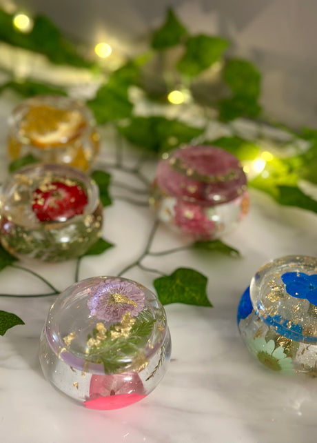 Pressed Flower Resin Trinket Jar – Small Ring Holder & Jewelry Stash Jar with Lid – Handmade Philadelphia - Handmade By Theia