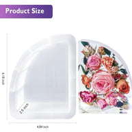 Product size measurement of a floral design on a white background