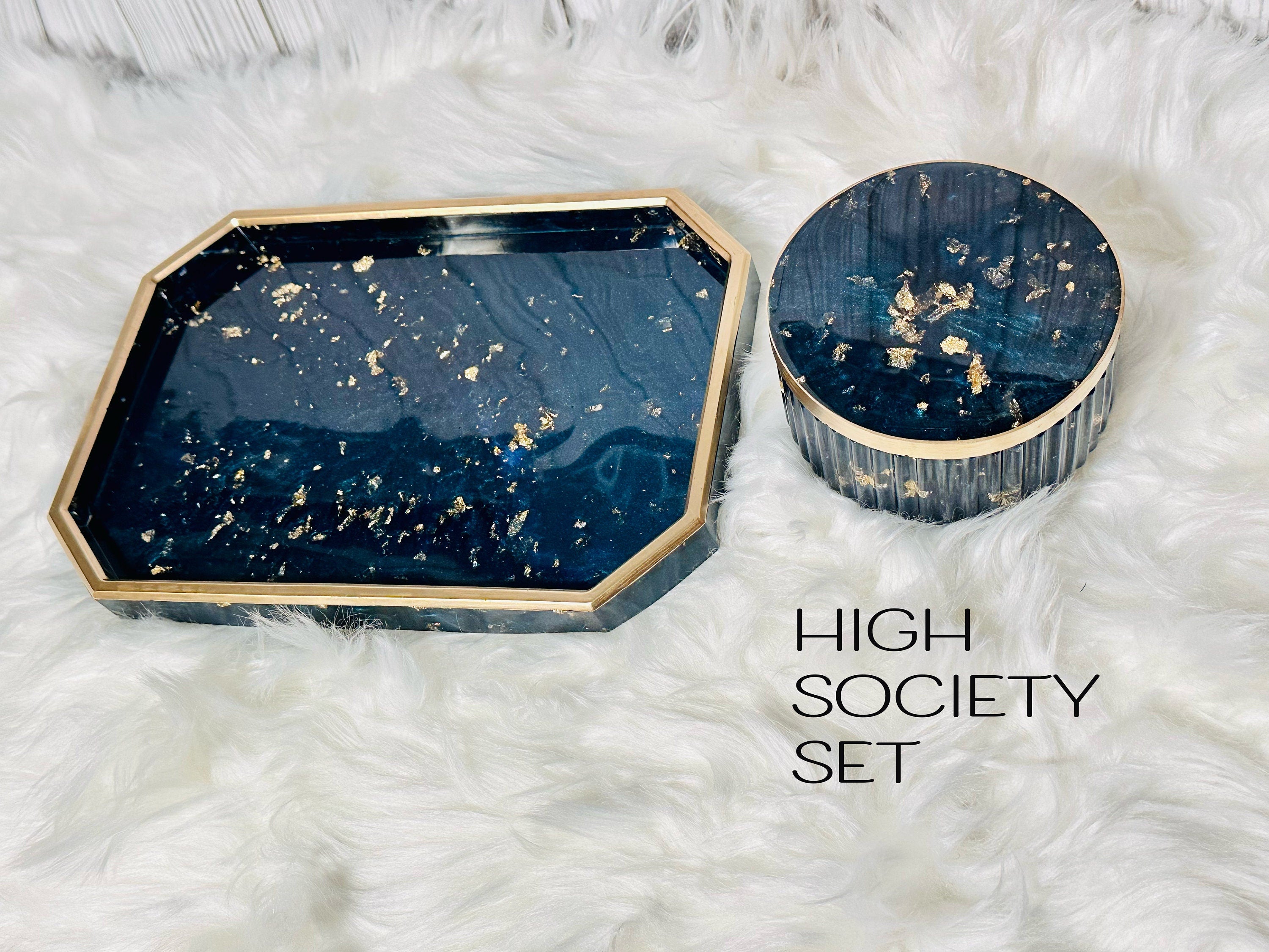 Resin Tray & Lidded Jar Set – Custom Vanity Tray & Jewelry Organizer – Handmade Gift for Her - Handmade By Theia