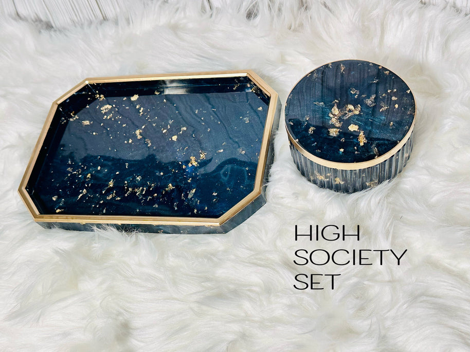 Resin Tray & Lidded Jar Set – Custom Vanity Tray & Jewelry Organizer – Handmade Gift for Her - Handmade By Theia
