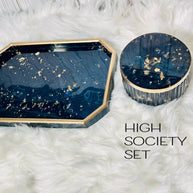 Resin Tray & Lidded Jar Set – Custom Vanity Tray & Jewelry Organizer – Handmade Gift for Her - Handmade By Theia