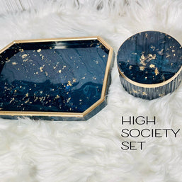 Resin Tray & Lidded Jar Set – Custom Vanity Tray & Jewelry Organizer – Handmade Gift for Her - Handmade By Theia