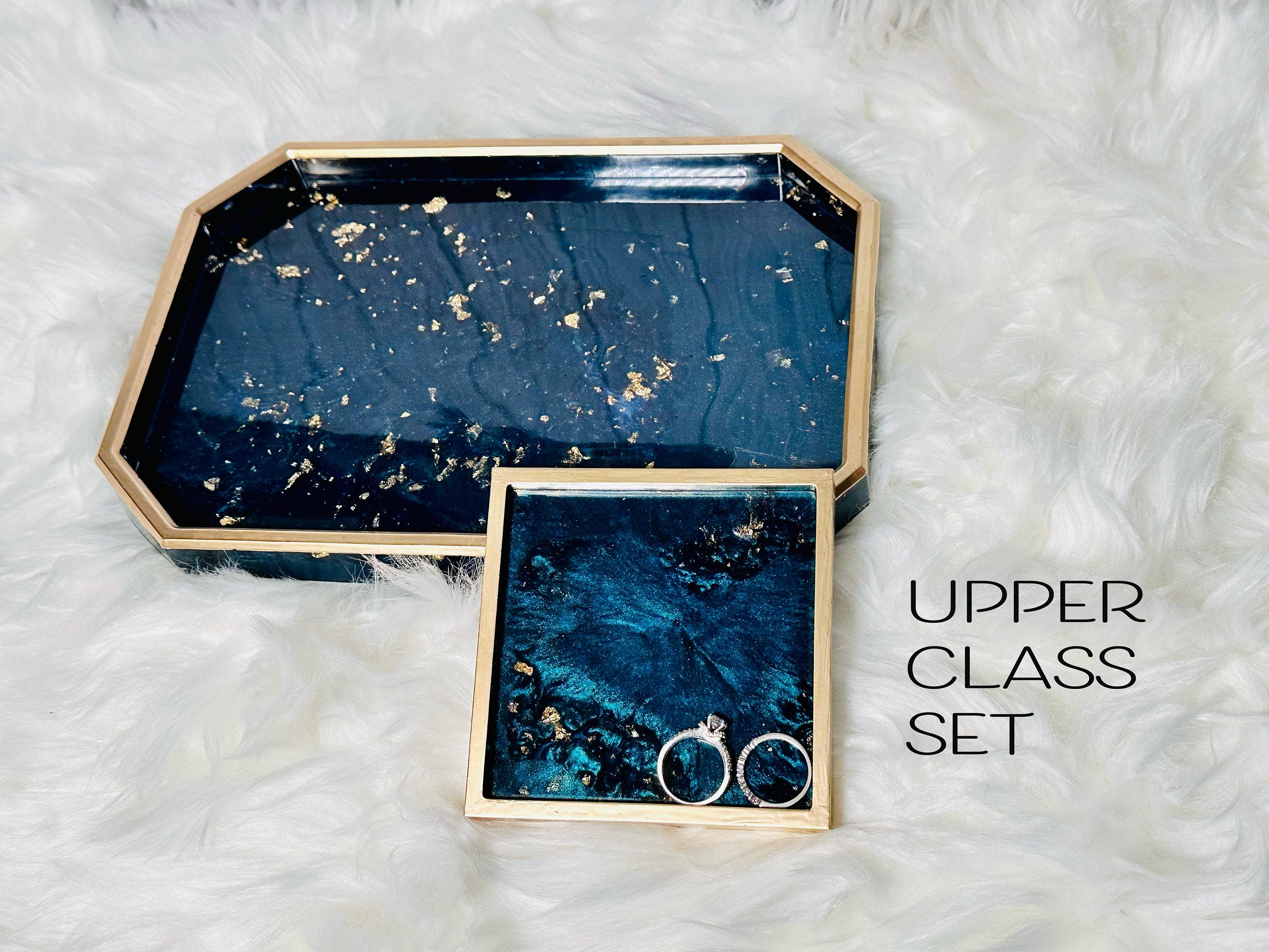 Resin Tray & Lidded Jar Set – Custom Vanity Tray & Jewelry Organizer – Handmade Gift for Her - Handmade By Theia