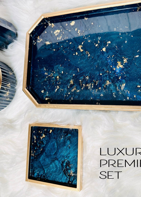 Resin Tray & Lidded Jar Set – Custom Vanity Tray & Jewelry Organizer – Handmade Gift for Her - Handmade By Theia