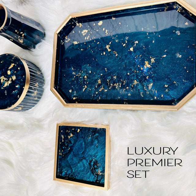 Resin Tray & Lidded Jar Set – Custom Vanity Tray & Jewelry Organizer – Handmade Gift for Her - Handmade By Theia