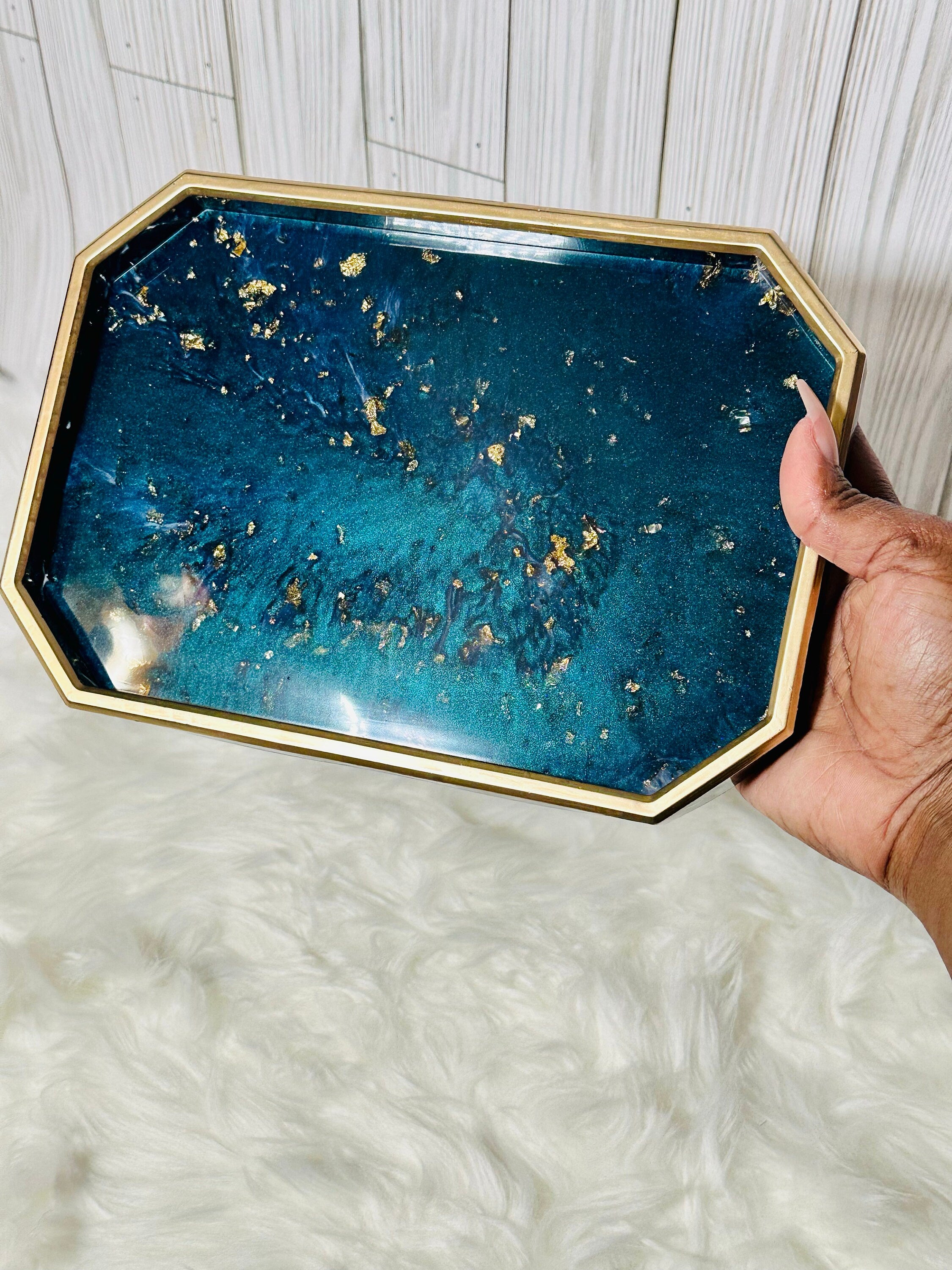 Resin Tray & Lidded Jar Set – Custom Vanity Tray & Jewelry Organizer – Handmade Gift for Her - Handmade By Theia