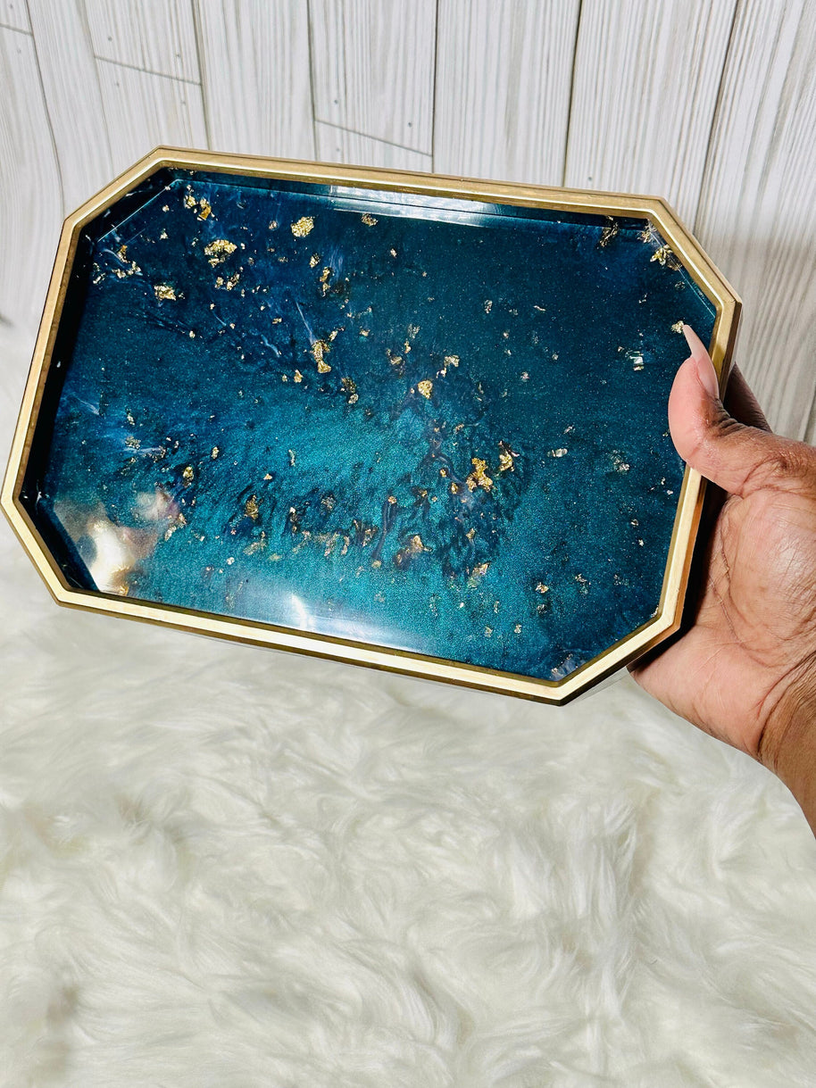 Resin Tray & Lidded Jar Set – Custom Vanity Tray & Jewelry Organizer – Handmade Gift for Her - Handmade By Theia