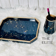 Resin Tray & Lidded Jar Set – Custom Vanity Tray & Jewelry Organizer – Handmade Gift for Her - Handmade By Theia