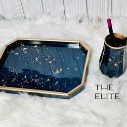 Resin Tray & Lidded Jar Set – Custom Vanity Tray & Jewelry Organizer – Handmade Gift for Her - Handmade By Theia