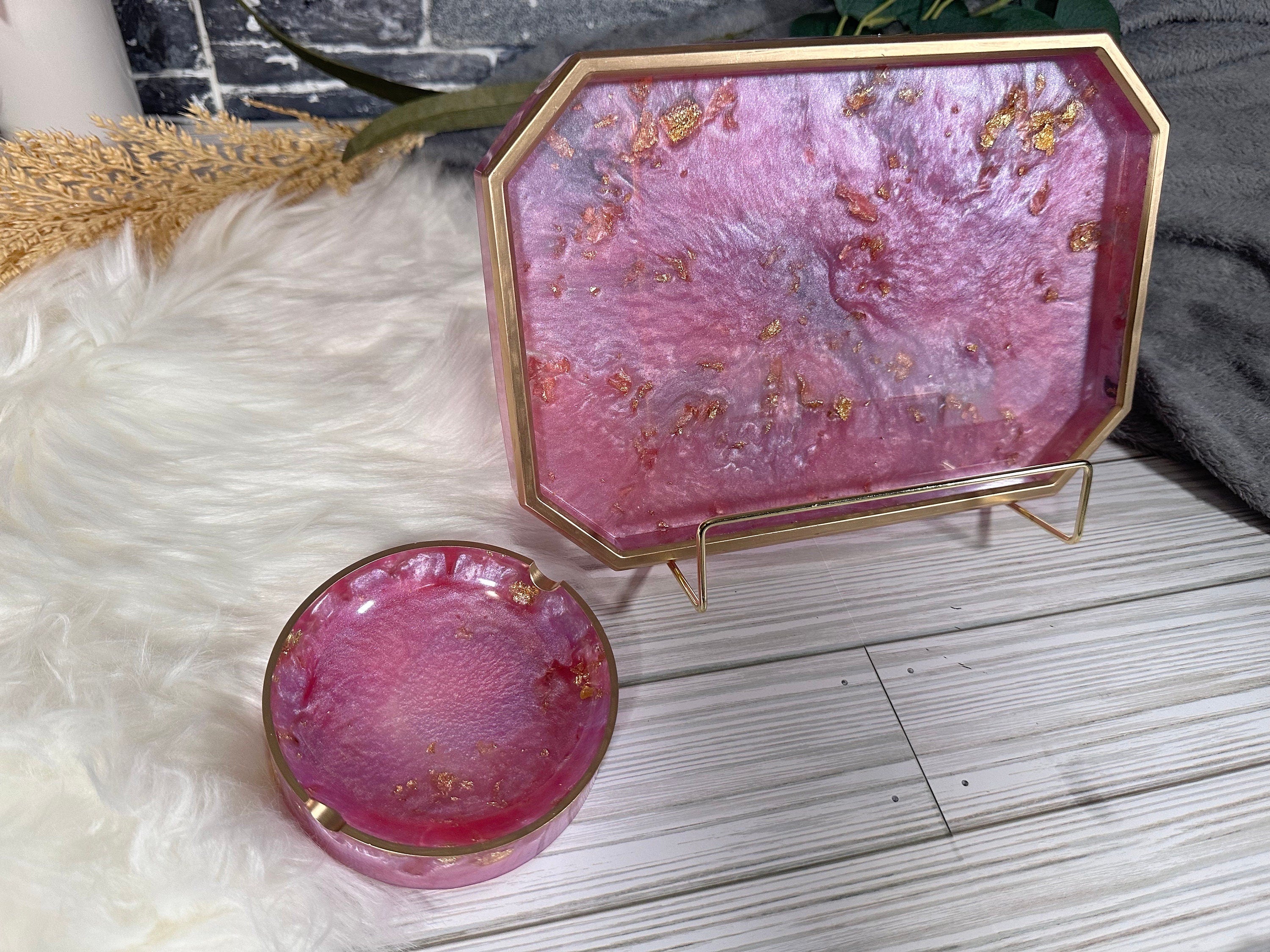 Resin Tray & Lidded Jar Set – Custom Vanity Tray & Jewelry Organizer – Handmade Gift for Her - Handmade By Theia