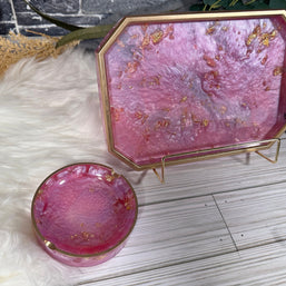 Resin Tray & Lidded Jar Set – Custom Vanity Tray & Jewelry Organizer – Handmade Gift for Her - Handmade By Theia