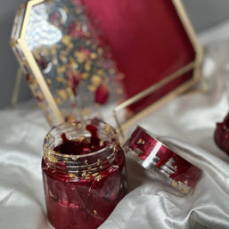 Rose Petal Resin Tray Set – 10″ Rolling Vanity Tray with Jar – Handmade Philadelphia - Handmade By Theia