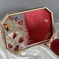 Rose Petal Resin Tray Set – 10″ Rolling Vanity Tray with Jar – Handmade Philadelphia - Handmade By Theia