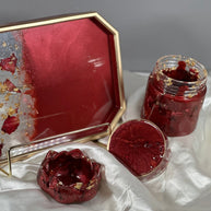 Rose Petal Resin Tray Set – 10″ Rolling Vanity Tray with Jar – Handmade Philadelphia - Handmade By Theia