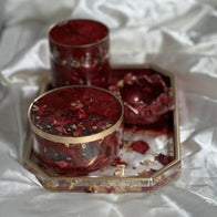 Rose Petal Resin Tray Set – 10″ Rolling Vanity Tray with Jar – Handmade Philadelphia - Handmade By Theia
