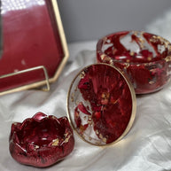 Rose Petal Resin Tray Set – 10″ Rolling Vanity Tray with Jar – Handmade Philadelphia - Handmade By Theia