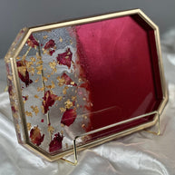 Rose Petal Resin Tray Set – 10″ Rolling Vanity Tray with Jar – Handmade Philadelphia - Handmade By Theia