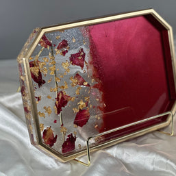 Rose Petal Resin Tray Set – 10″ Rolling Vanity Tray with Jar – Handmade Philadelphia - Handmade By Theia