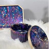 Resin Tray & Lidded Jar Set – Custom Vanity Tray & Jewelry Organizer – Handmade Gift for Her - Handmade By Theia