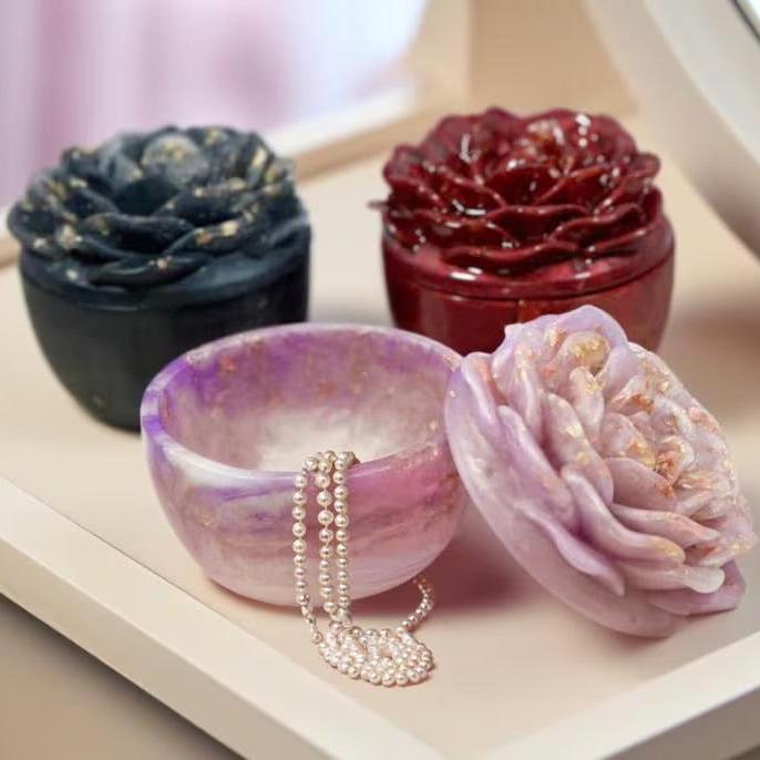 Customizable Rose Jewelry Box Storage Jar Unique Ring Holder - Handmade By Theia jewelry organizer ring holder