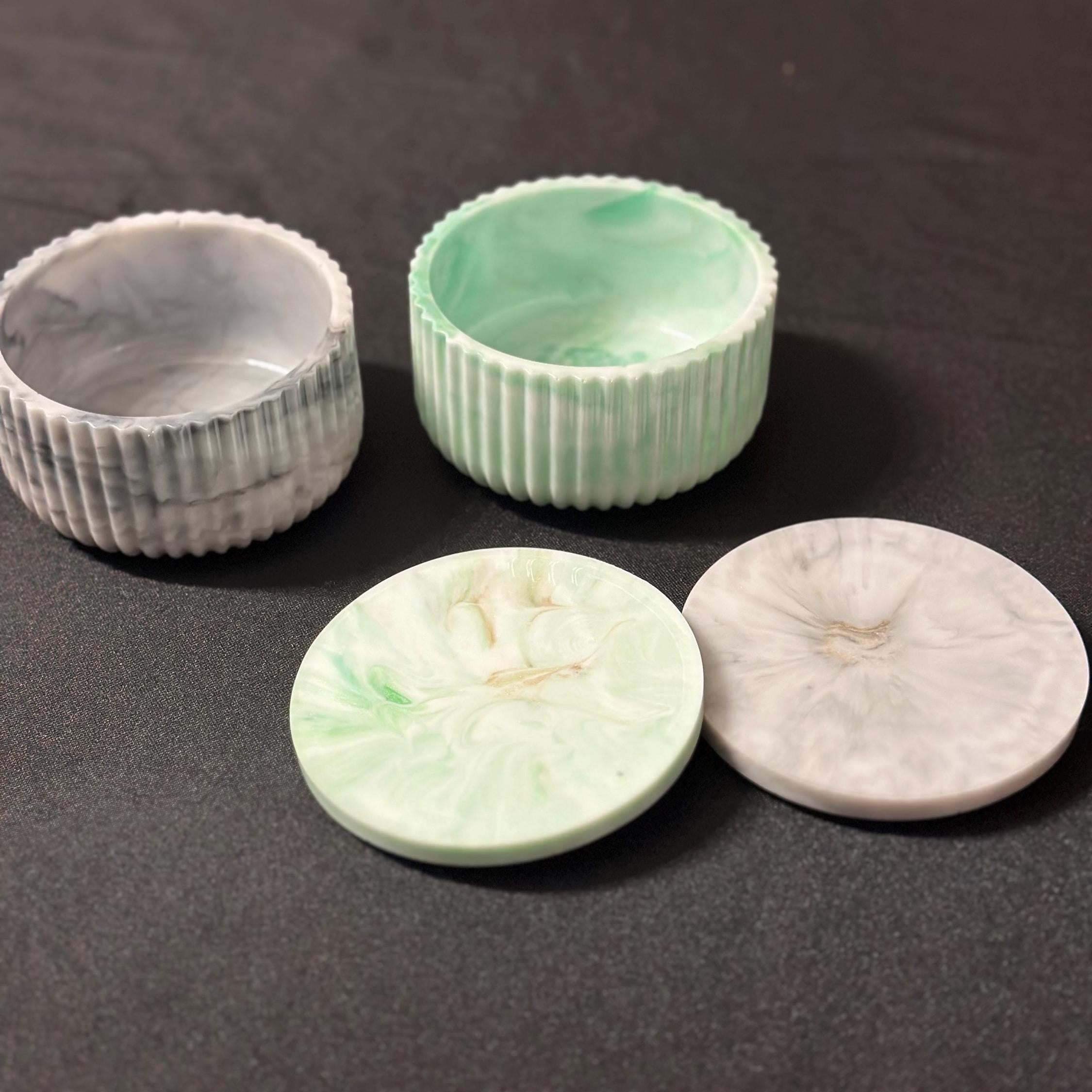 Marble Style Resin Tray & Jar Set – Custom Handmade Home Decor – Vanity or Jewelry Organizer - Handmade By Theia