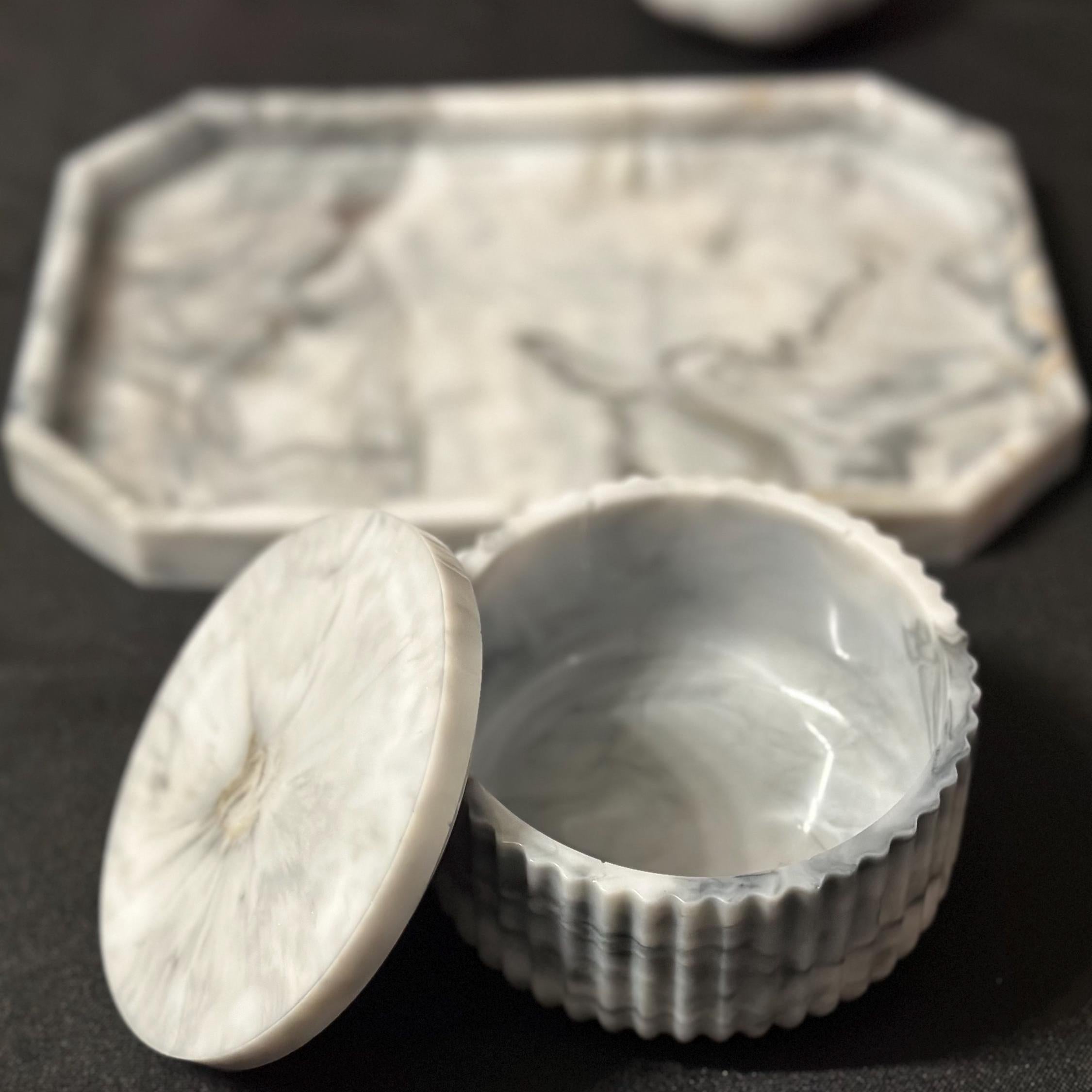 Marble Style Resin Tray & Jar Set – Custom Handmade Home Decor – Vanity or Jewelry Organizer - Handmade By Theia