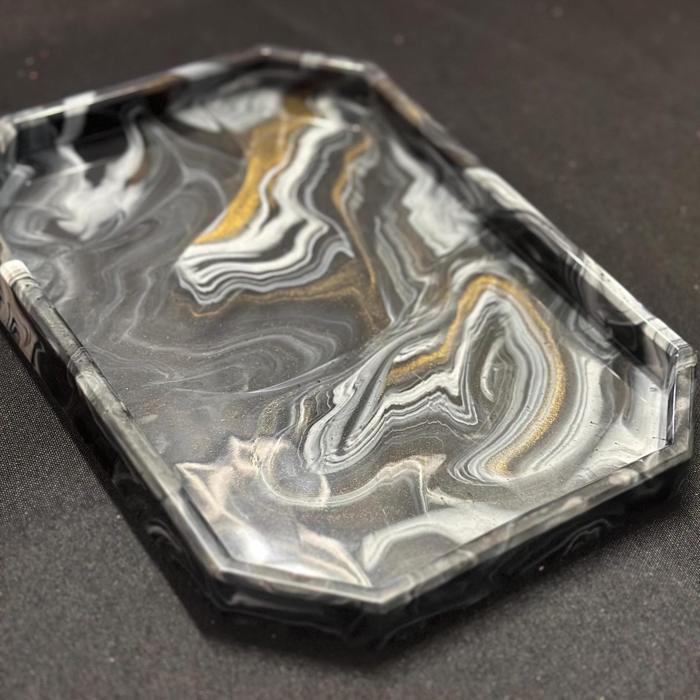 Marble Style Resin Tray & Jar Set – Custom Handmade Home Decor – Vanity or Jewelry Organizer - Handmade By Theia