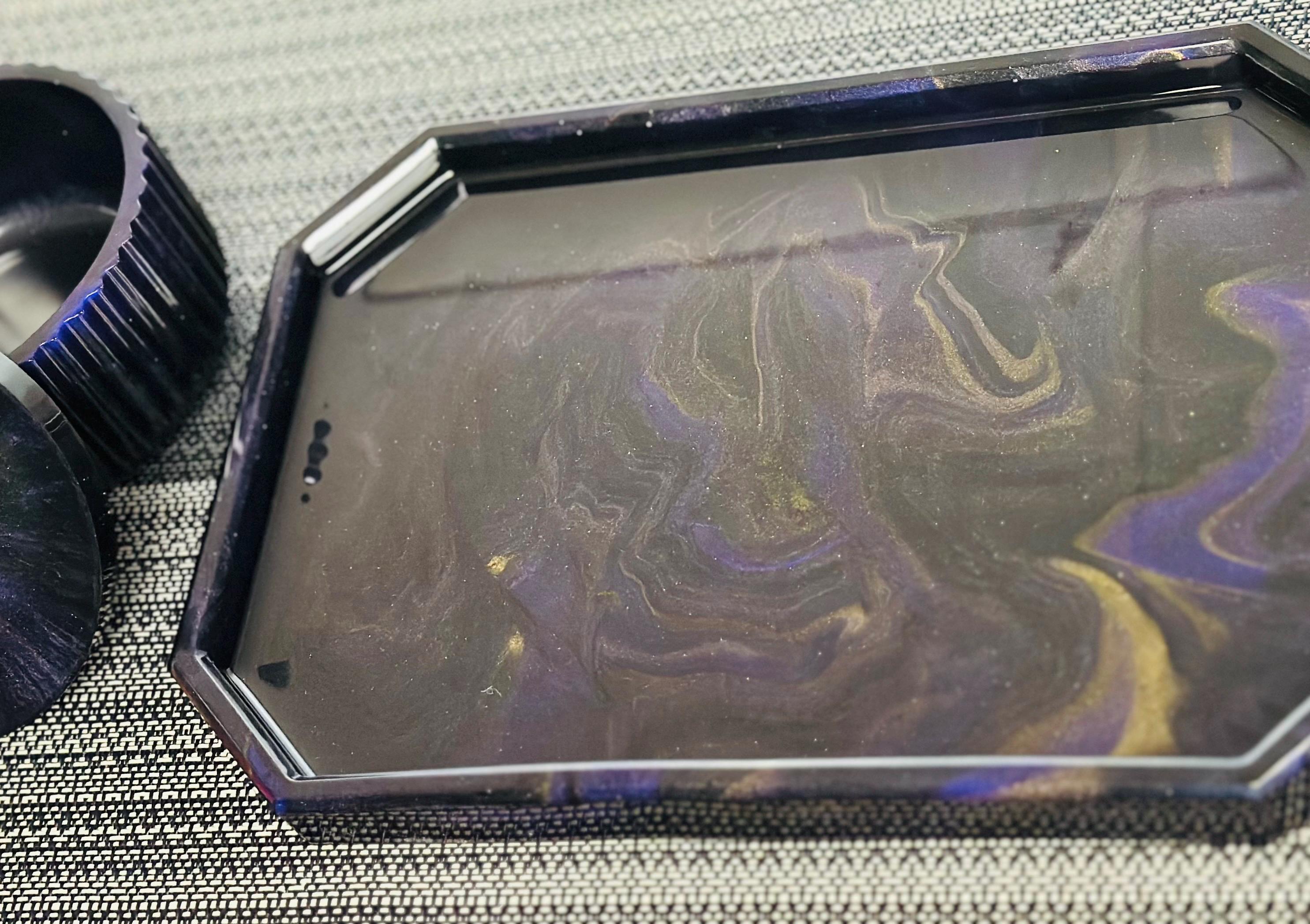 Marble Style Resin Tray & Jar Set – Custom Handmade Home Decor – Vanity or Jewelry Organizer - Handmade By Theia