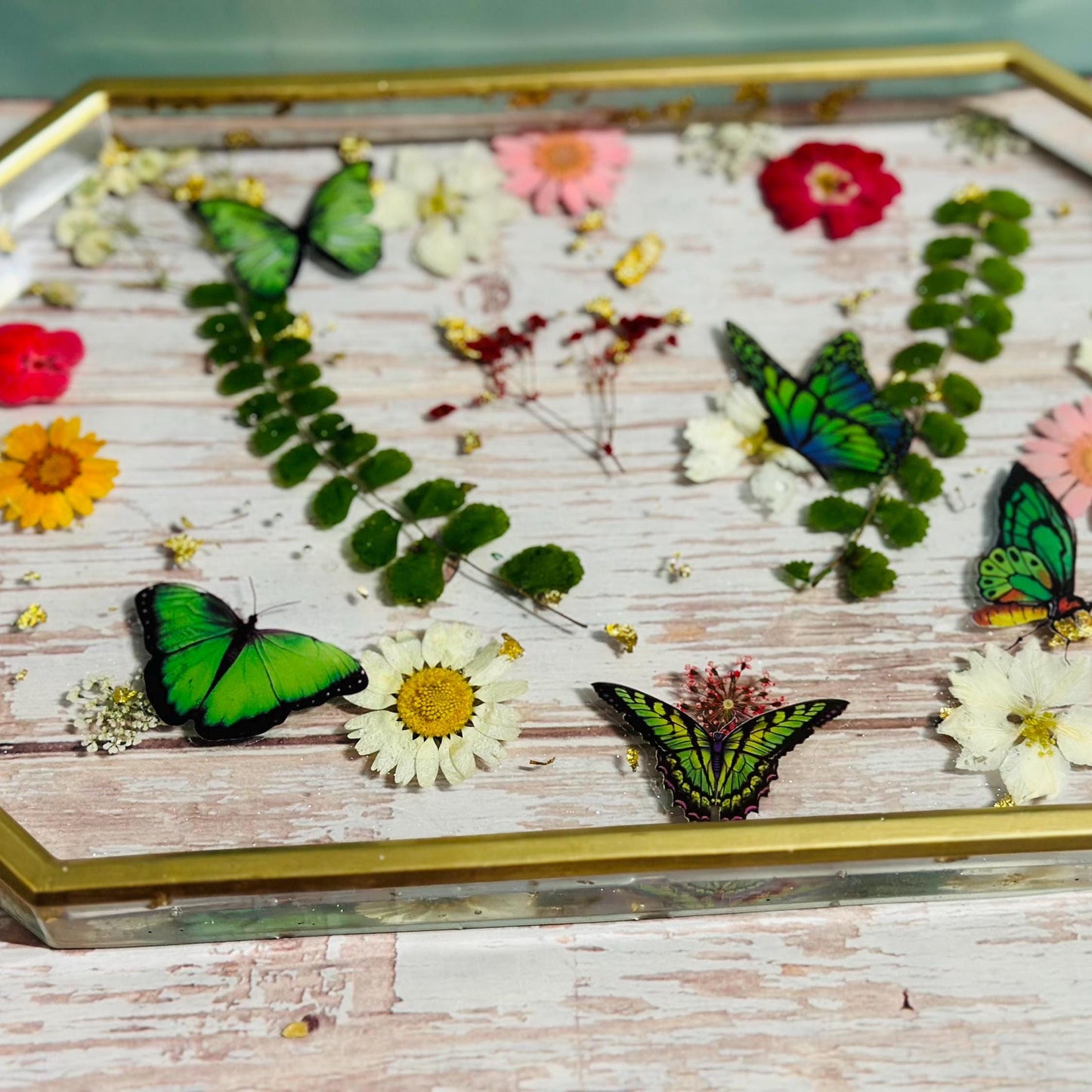 Pressed Flower Resin Rolling Tray – Custom Floral Jewelry Tray, Decorative Vanity Tray for Women, Unique Personalized Gift